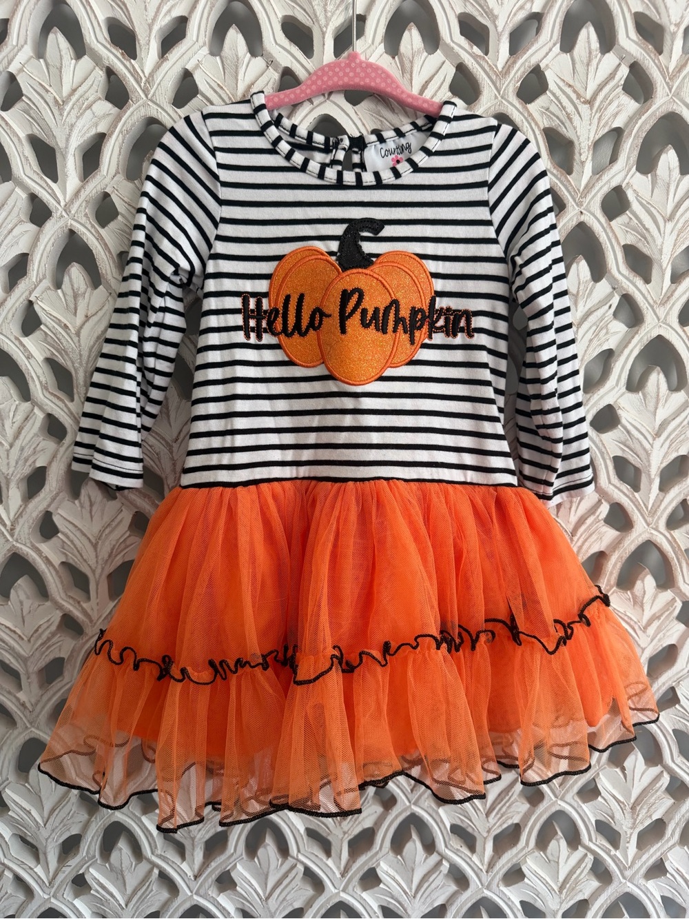 Counting Daisies Hello Pumpkin Halloween Tulle Dress 2T